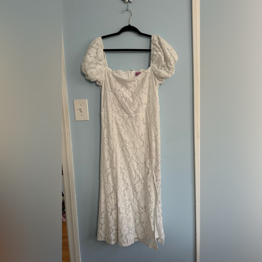 Lace White Midi Dress
